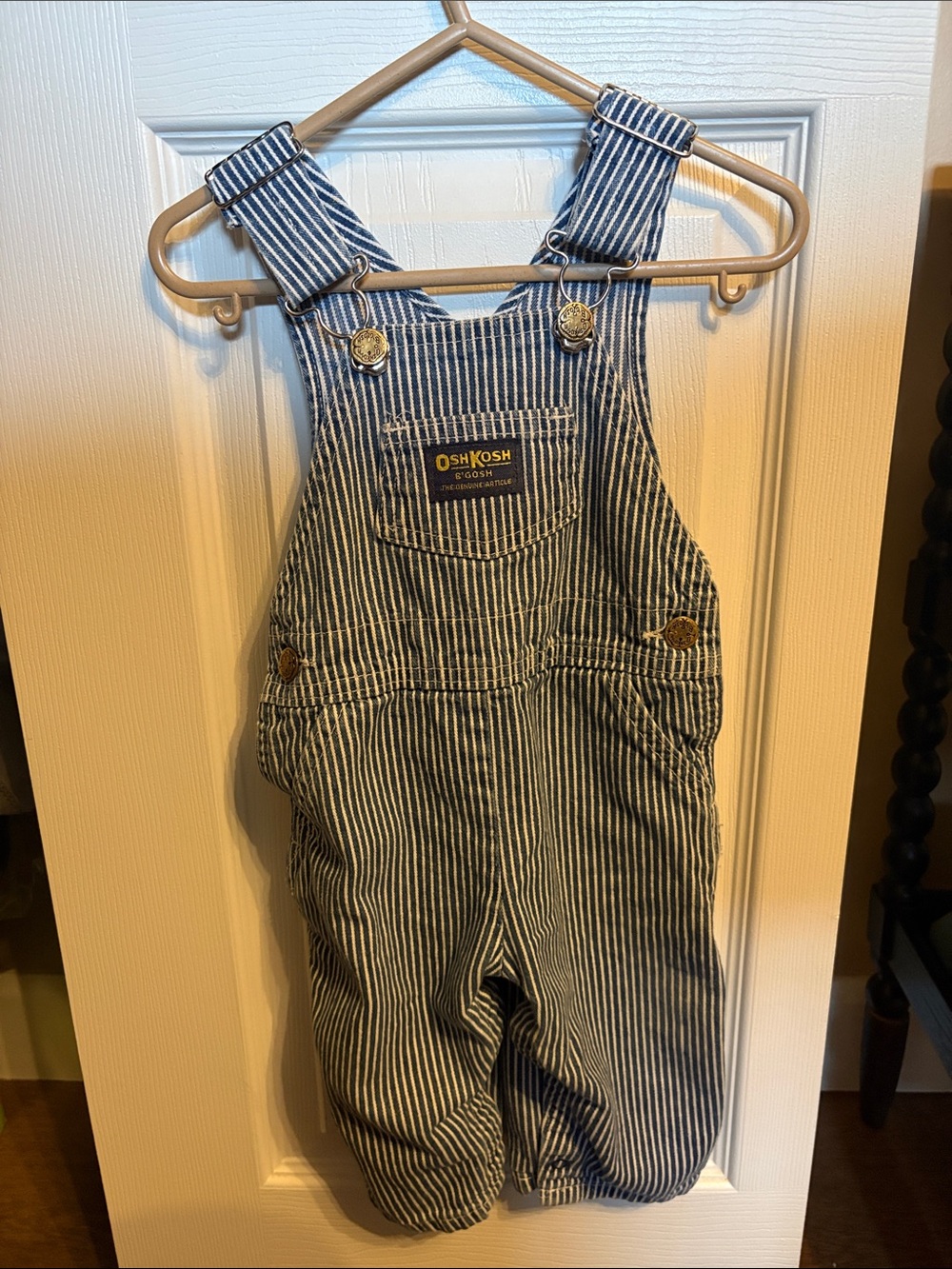 OshKosh B'gosh Navy and White Striped Toddler Overalls VINTAGE